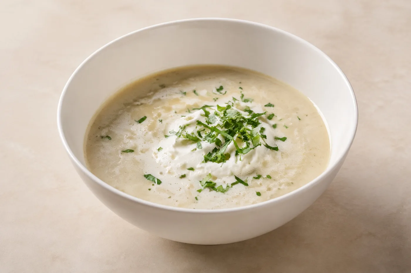 Cremige Blumenkohlsuppe mit frischen Kräutern
